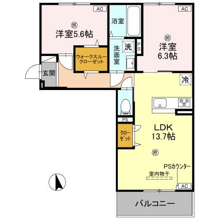 リジェールイースト(2LDK/3階)の間取り写真