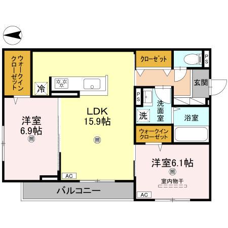 DAIYA SOIE(2LDK/2階)の間取り写真