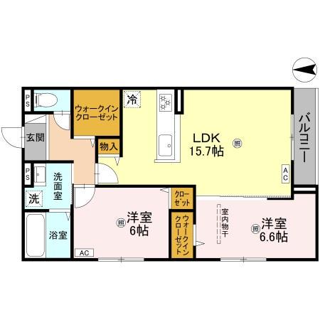 DAIYA SOIE(2LDK/2階)の間取り写真