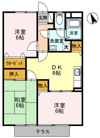 タウンコート(3DK/1階)の間取り写真