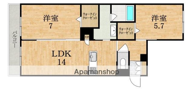 近鉄大阪線 大和八木駅 徒歩4分 3階建 築1年(2LDK/2階)の間取り写真