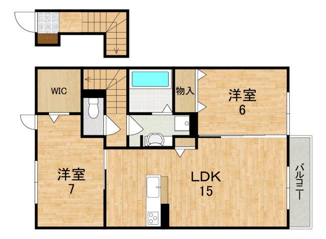 グランパルクⅡ(2LDK/2階)の間取り写真