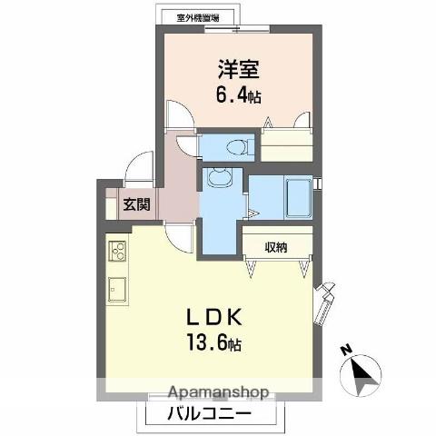 ユーエムアイリスコート(1LDK/2階)の間取り写真