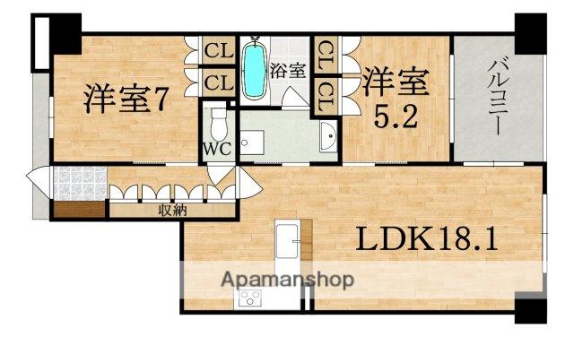 ファインフラッツ・奈良三条(2LDK/7階)の間取り写真