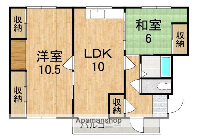 メゾン登紀和(2LDK/3階)の間取り写真