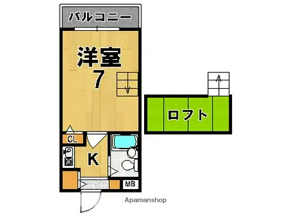 シティパレス生駒谷田町P-6(1K/1階)の間取り写真