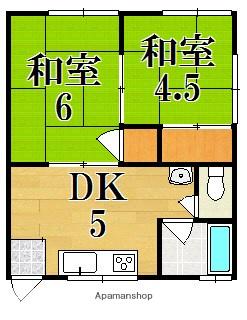 東生駒コーポ(2DK/2階)の間取り写真
