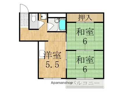 中井マンション(2DK/2階)の間取り写真