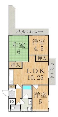 アーバンライフ東生駒A(3LDK/4階)の間取り写真