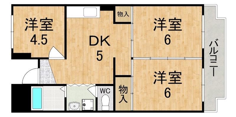ファミールウエダ(3DK/2階)の間取り写真