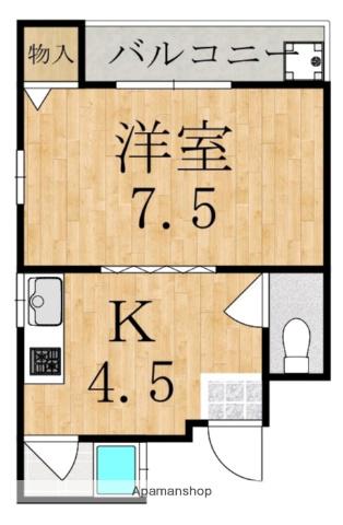 清風荘(1DK/2階)の間取り写真