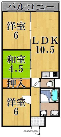 奥田第一ビル(3LDK/1階)の間取り写真