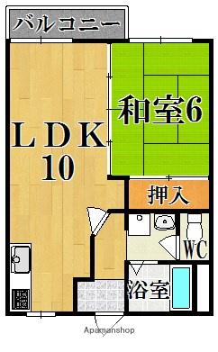 生駒ビューハイツ(1LDK/2階)の間取り写真