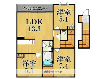 ファミールなかい(3LDK/2階)の間取り写真