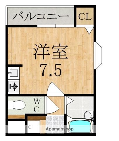 ヴェルデコート八木(ワンルーム/3階)の間取り写真