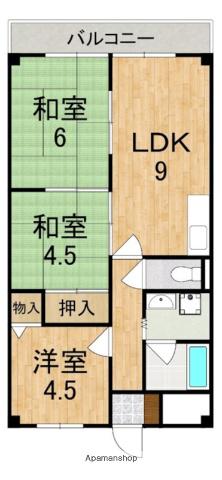 リヴェール三室(3LDK/3階)の間取り写真