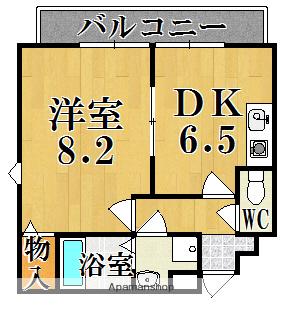 西パレス本町(1DK/6階)の間取り写真