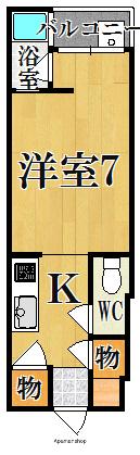近鉄生駒線 生駒駅 徒歩11分 3階建 築54年(1K/1階)の間取り写真