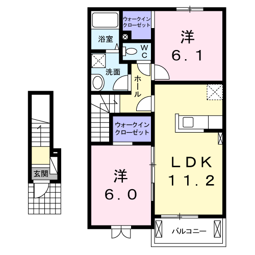 レイクサイドヴィラ王寺(2LDK/2階)の間取り写真