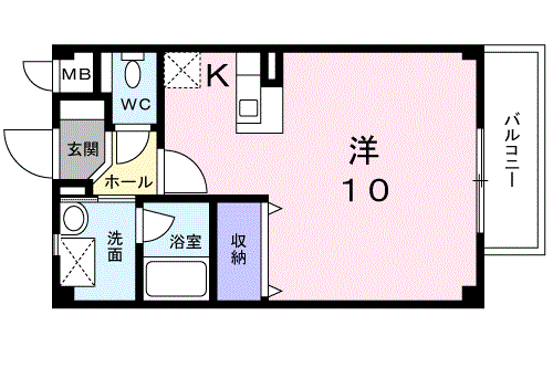グランソーレ(1K/1階)の間取り写真
