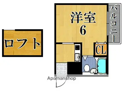 サニーハイツ生駒(1K/1階)の間取り写真