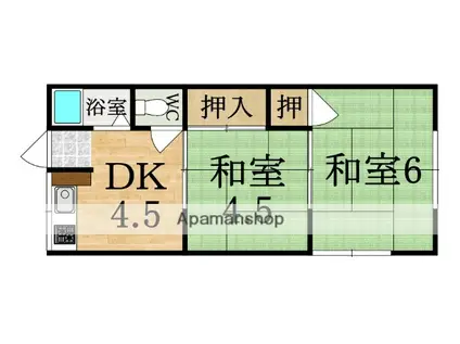 松ヶ丘羽衣園(2DK/2階)の間取り写真