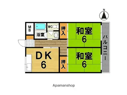下村コーポIII(2DK/2階)の間取り写真