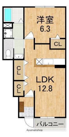 ペルラA(1LDK/1階)の間取り写真