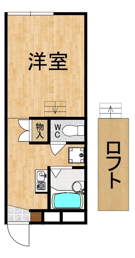 レオパレスBIGRIVER(1K/2階)の間取り写真