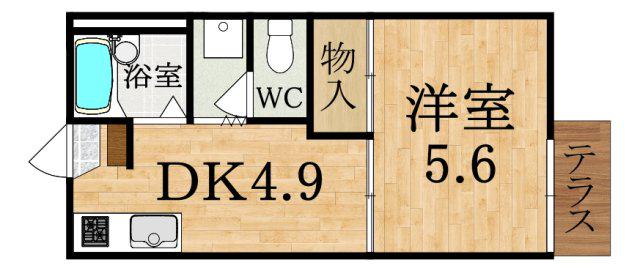 マンション三四四A(1DK/1階)の間取り写真