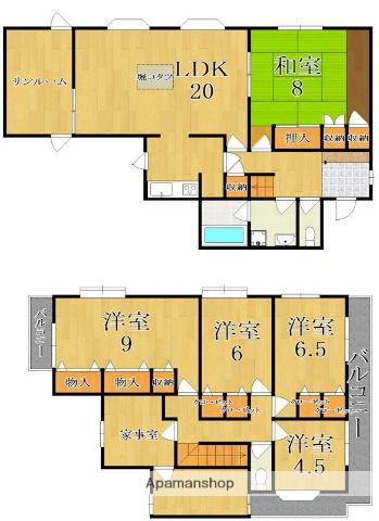 近鉄橿原線 大和西大寺駅 徒歩15分 2階建 築38年(5LDK)の間取り写真