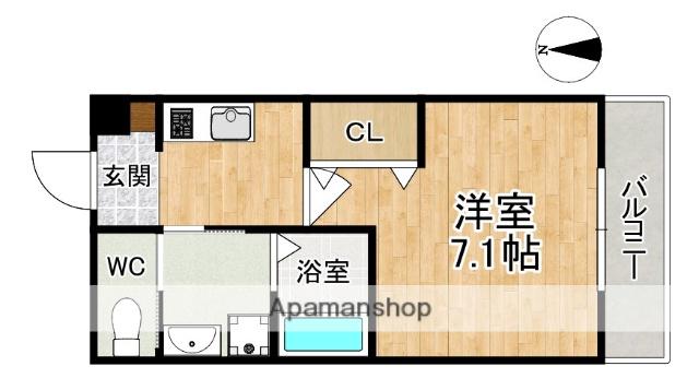 UNI FLAT 奈良法蓮町(1K/1階)の間取り写真