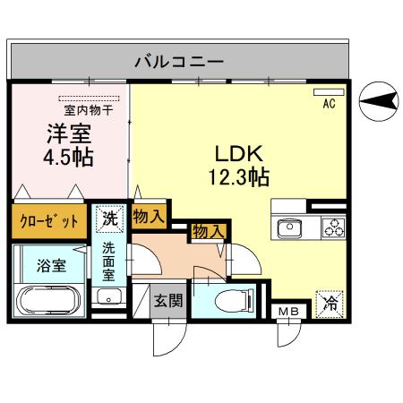 AQUA BREEZE 一颯(1LDK/2階)の間取り写真