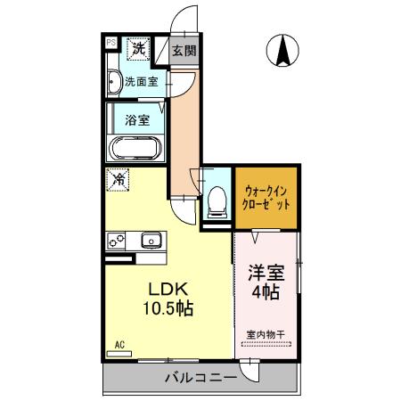 アンジュール佐保(1LDK/2階)の間取り写真