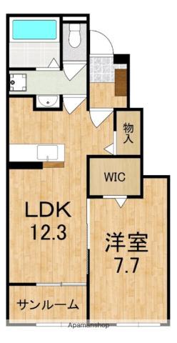 プリュニエ キャトル(1SLDK/1階)の間取り写真