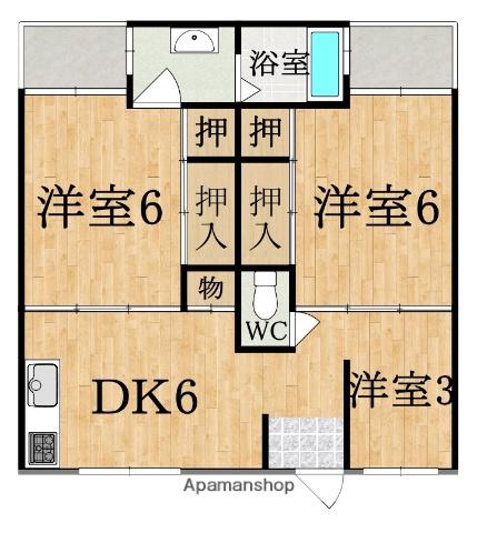 ビレッジハウス見瀬 1号棟(3DK/4階)の間取り写真
