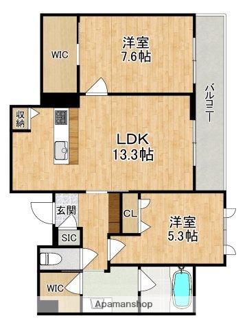 グランシャーメゾン新大宮(2LDK/4階)の間取り写真