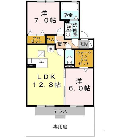 サンハイム壱番館(2LDK/1階)の間取り写真