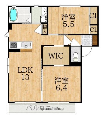 カーサフェリーチェA棟(2LDK/2階)の間取り写真