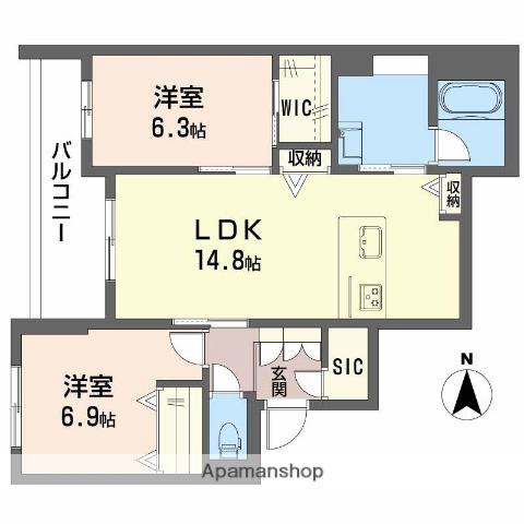 シャーメゾン西大寺南(2LDK/3階)の間取り写真