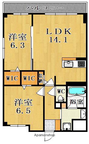 アートスクエア新大宮(2LDK/3階)の間取り写真