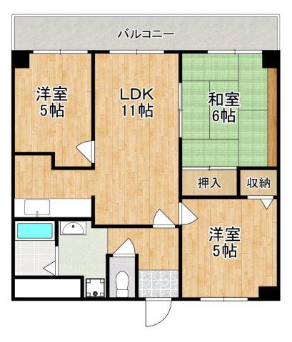 CASAFLASHNAKAI(3LDK/6階)の間取り写真