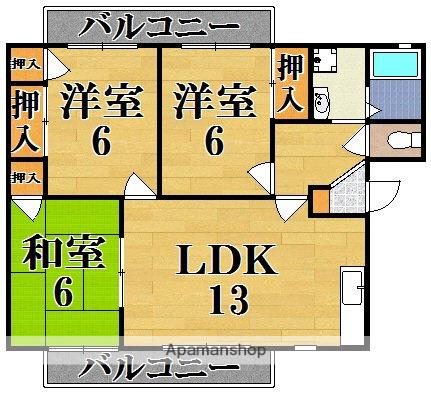 グリーンハイツ高塚A棟(3LDK/1階)の間取り写真
