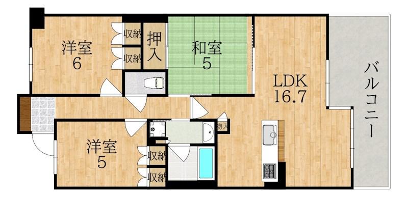 サンクタス・リビオ学園大和 花のまち(3LDK/4階)の間取り写真