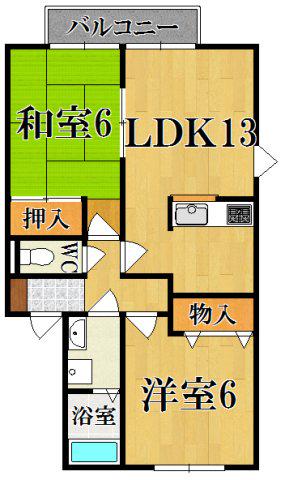 ヴィラコート参番館(2LDK/1階)の間取り写真