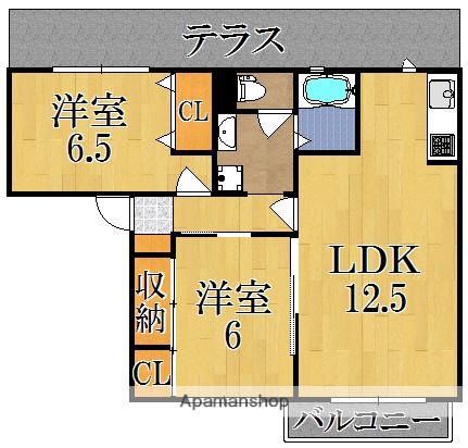 サンヒルズSKM(2LDK/1階)の間取り写真