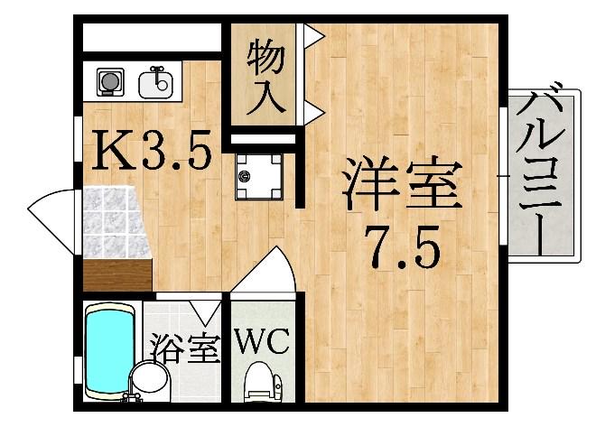 メイプルハイツ(1K/1階)の間取り写真