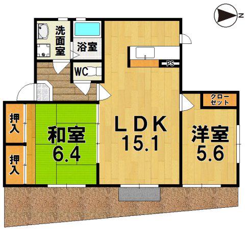 エフメゾンD(2LDK/1階)の間取り写真