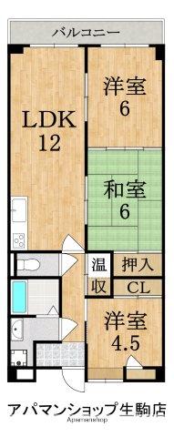 生駒ハイランドスイーツ(3LDK/4階)の間取り写真