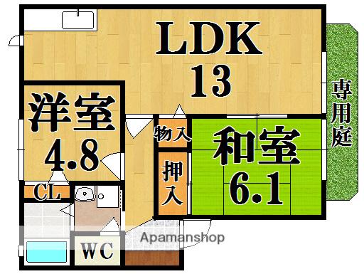 シャルマンハイツ(2LDK/1階)の間取り写真